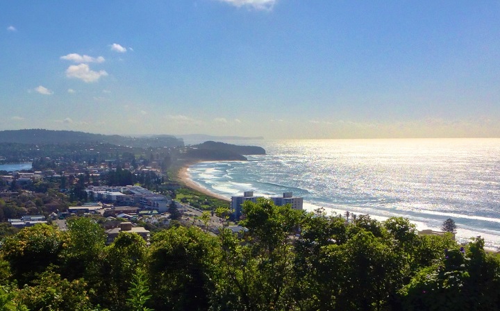 an aerial shot of collaroy beach, a sydney beach with parking